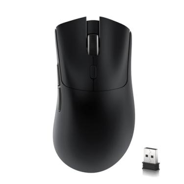 Imagem de ATTACK SHARK Mouse para jogos sem fio R1, conexão de três modos (2,4G/com fio/BT5.2), 55 g leve, sensor óptico DPI 18K, HUYU vida útil de 20 milhões de chaves, design ergonômico, para