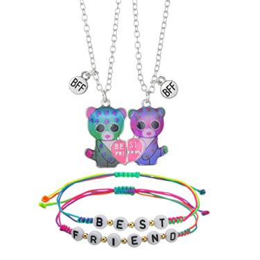 Imagem de Butishop 4 peças colar melhor amigo BFF meio coração colares magnéticos pulseiras de amizade colares com pingente eterno para mulheres meninas meninos joias presentes, Zinco, Sem Pedra Preciosa