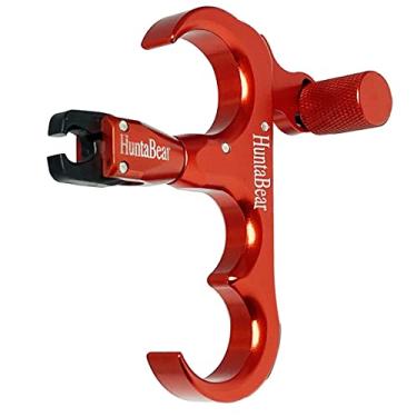 Imagem de HuntaBear Liberação de arco para arco composto, 3 dedos 360° rotativo pinça liberação polegar acessórios de tiro com arco (vermelho)