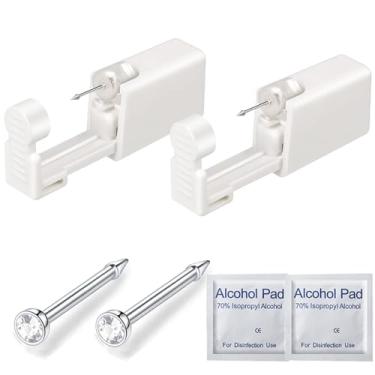 Imagem de Kit de piercing de nariz descartável de 20 g piercing de nariz, piercing de nariz, kit de ferramentas de segurança indolor para o corpo (pacote com 2)