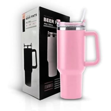 Imagem de Copo Térmico Grande 1200 Ml Canudo Rosa Claro