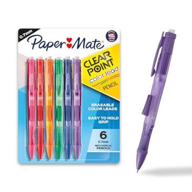 Imagem de Paper Mate Lapiseira Clearpoint 0,7 mm, recarregável, cores vibrantes, aderência confortável, pacote com 6