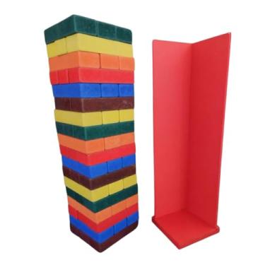 Imagem de Jogo Torre Caiu Colorido Equilíbrio Perdeu Desafio Terremoto Clássico Madeira MDF