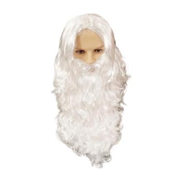 Imagem de Deevoka Peruca de Papai Noel Barba Traje de Natal Peruca Decoração de Natal Engraçado Papai Noel Cosplay para RPG Foto Adereço Performance