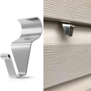 Imagem de MIUKAA Ganchos de revestimento de vinil sem furos (pacote com 12), ganchos resistentes para pendurar decoração ao ar livre, cabide de casa para luzes de corda e guirlanda