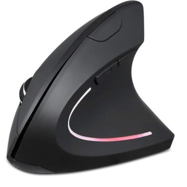 Imagem de Mouse sem fio, mouse ergonômico vertical, luz de LED Ergo de alta precisão, óptico, sem fio, mouse de jogos leve para PC, computador, laptop, Mac, desktop, escritório, com botões laterais, 800/1200/1600 DPI
