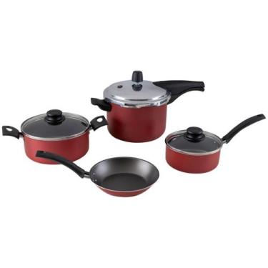 Imagem de Jogo de Panelas Tramontina Antiaderente de Alumínio Vermelho 4 Peças T