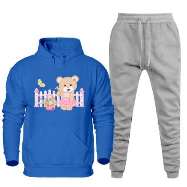 Imagem de Conjunto Abrigo Moletom Feminino Plus Size Canguru Numeraçao Especial 