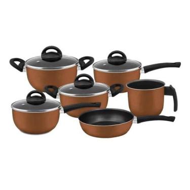 Imagem de Conjunto de panelas 06 pçs antiaderente marpal com teflon, Marrom