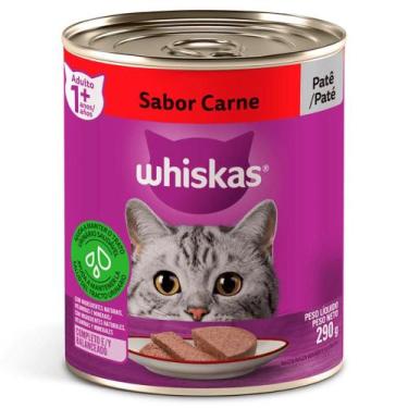 Imagem de Ração Úmida Whiskas Lata para Gatos Adultos Sabor Carne - 290g, Carne,
