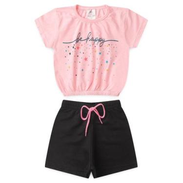 Imagem de Conjunto Cropped Infantil Verão Menina Be Happy -Rosa - Magia Baby, 06