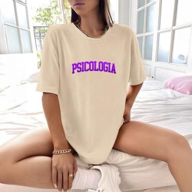 Imagem de Camisa Camiseta Feminina Estampada College Psicologia 100% Algodão Fio