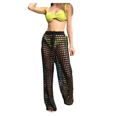 Imagem de Calça Saída de Praia em Tricot Flare - Nagai, Preto, P