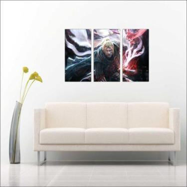 Imagem de Quadro Decorativo Game The Witcher Quartos Salas Com 3 peças Com Moldu