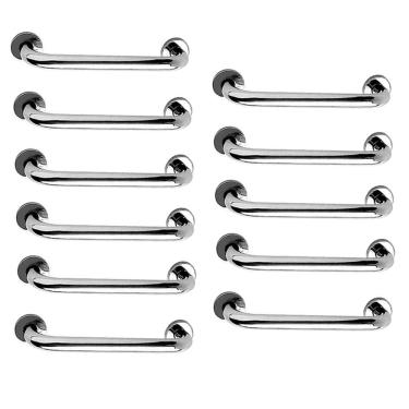 Imagem de Alça de Apoio Inox 30cm  Barra Kit 11 Unidades Idoso Cadeirante Deficiente Box Banheiro Acessibilidade Corrimao Suporte Proteçao Segurança