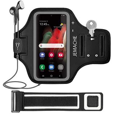 Imagem de Braçadeira para Galaxy S25 S24, JEMACHE resistente à água, academia, corrida, exercícios para celular para Samsung Galaxy S25, S24, S23, S22, S21, com suporte para cartão (preto)