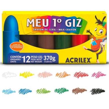 Imagem de 12 Cores Gizão Giz de Cera - Meu Primeiro Giz Qualidade Acrilex + Nota