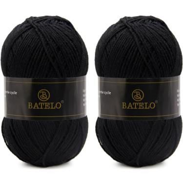 Imagem de 2 peças de fio de crochê, fio macio e fofo para crochê e tricô, fio de acrílico de 4 camadas, 3 DK (leve), 262 m (150 g) - preto