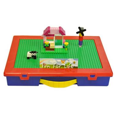 Imagem de Lego-Compatible Fun For Life Organizer Case with Building Plate(Green / Blue)- Fun for Life is Pefect Lego Compatible Storage Case Fits up to Approx 1000 Lego Parts