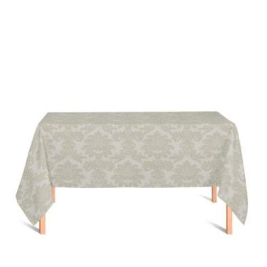 Imagem de Toalha de Mesa Retangular em Tecido Jacquard Bege Champagne Medalhão T