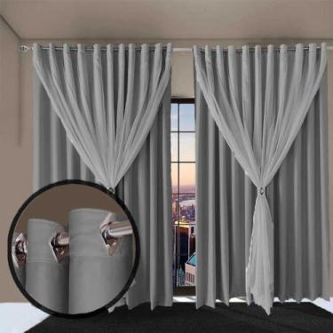Imagem de cortina para sala e quarto blecaute Bia 4,00 x 2,30 cinza - Bravin Cor