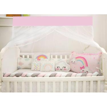 Imagem de Kit berço trança menina 10 peças nuvem rosa lançamento - BruceBaby Bor