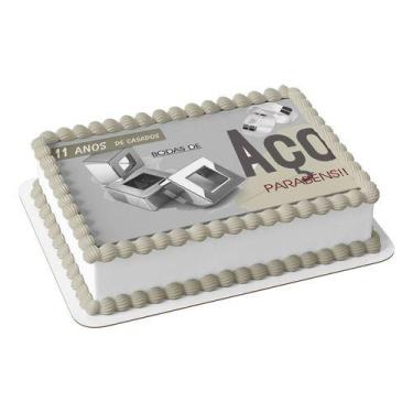 Imagem de Papel De Arroz P/ Bolo Bodas De Aço 11 Anos De Casamento - Genérico