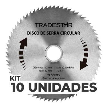 Imagem de Kit 10 Discos Serra Circular Madeira 72 D 110x20mm Makita - Tradestar