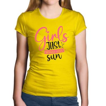 Imagem de Baby Look Algodão Girls Just Wanna Have Sun - Foca na Moda, Amarelo, G