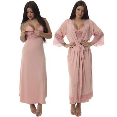 Imagem de Kit de Robe Medusa Longo e Camisola de Amamentação Longa - Biografia D