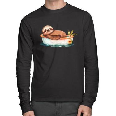 Imagem de Camiseta Algodão Ursinho Panda Relaxando Na Piscina Manga Longa - Foca