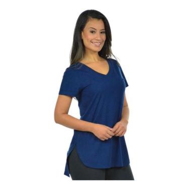 Imagem de Blusa Feminina Gola V Longa Camiseta Babylook Mullet - Vesttuario, Azu