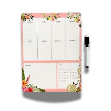 Imagem de Planner Magnético de geladeira Agenda Floral Diária Semanal e calendár