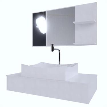 Imagem de Gabinete Banheiro Madri 80 Branco Sem Gaveta C/Cuba + Combo Branco - G