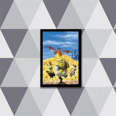 Imagem de Quadro Filme Shrek 24x18cm - com vidro - Quadros On-line, Madeira bran