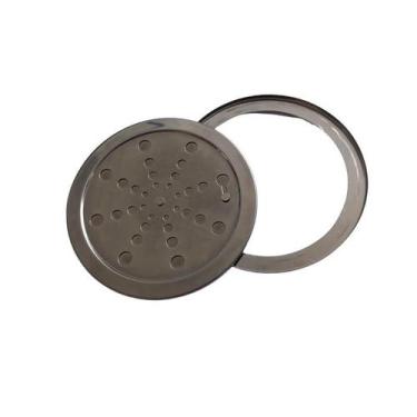 Imagem de Ralo Grelha Inox Redonda 100 mm C/Fecho Com Aro Inox  0,6 mm - CIANOX