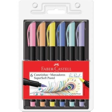 Imagem de Caneta Hidrográfica Supersoft 6 Cores Pastel - Caixa com 6 Blisters - 