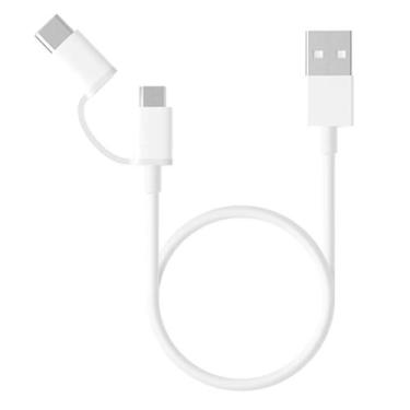 Imagem de Cabo Xiaomi Micro USB + USB C SJX02ZM 1 Metro / 2 Em 1 - Branco