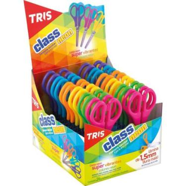 Imagem de Tesoura Escolar TRIS CLASS Neon 13CM Cores Sortidas Display com 24 Uni