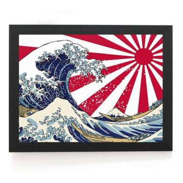 Imagem de Quadro Arte A Grande Onda De Kanagawa Com Bandeira Do Japão - Fanarte