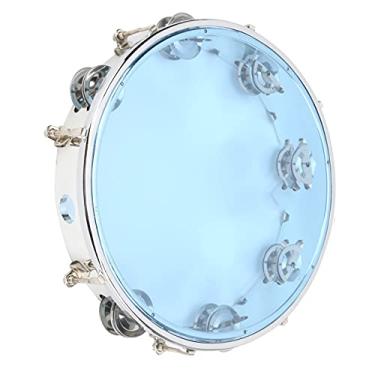 Imagem de Pandeiro Portátil, Sino de 10 Polegadas Ajustável, Fileira Dupla, Jingles de Percussão, Instrumento Educacional Musical para Festa, Jogos Infantis (Azul)