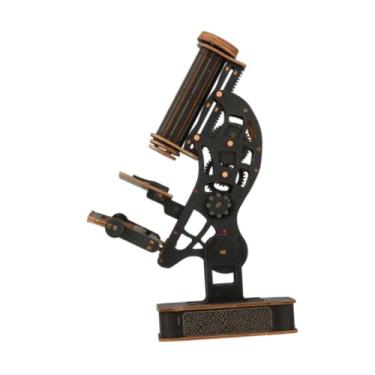 Imagem de YIJU Modelo de microscópio biológico quebra-cabeça diy asssmebly experimento científico brinquedos educativos para presentes de aniversário meninos meninas, Preto