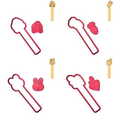 Imagem de Kit 4 Cortadores Páscoa Stick Coelha Cenouras Bumbum - DOCE IMPRESSO, 