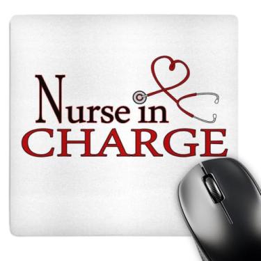 Imagem de 3dRose Mouse pad LLC 20 x 20 x 0,65 cm Nurse in Charge estetoscópio coração vermelho (Mp_181846_1)