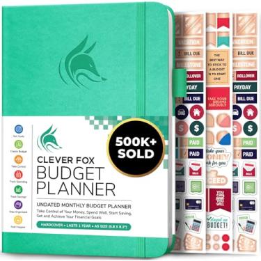Imagem de Clever Fox Agenda de orçamento - Caderno rastreador de despesas. Organizador de orçamento mensal, diário de bordo e livro de contas, rastreador de contas, A5 (esmeralda)