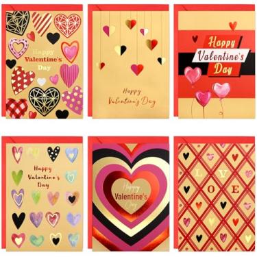 Imagem de ceiba tree Cartões comemorativos de Dia dos Namorados para crianças, sala de aula, adultos, com envelopes e adesivos, sortimento, folha de ouro em massa, coração kraft, amor, feliz dia dos namorados