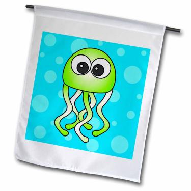 Imagem de 3dRose fl_6348_1 Água-viva verde Kawaii, bandeira de jardim, 30,5 x 45,7 cm