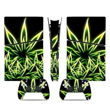 Imagem de DOMILINA Capa de decalque de vinil de corpo inteiro para console e controles PS5 Slim Digital Edition - Ervas daninhas