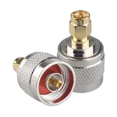 Imagem de Futheda 2 peças SMA Macho para N Macho Conector SMA para N Tipo Adaptador de Conector Coaxial RF Cabo Coaxial Cobre Banhado a Ouro Conversor para Antena Wi-Fi de Baixa Perda Cabo Analisador de