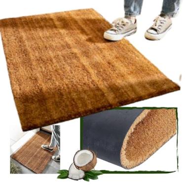 Imagem de Capacho de Fibra de Coco Natural Variações de Tamanho 60x30 60x40 70x35 80x40 100x50 120x60 Tapete Antiderrapante Durável e Versátil (80x40)